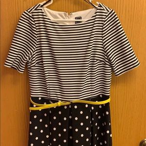 Black and White Striped and Polka Dotted Dress